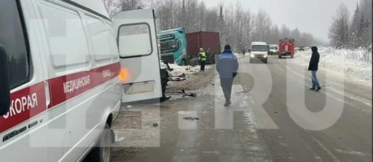 В Пермском крае четыре человека погибли в ДТП с грузовиками и микроавтобусом, перевозившем пациентов
