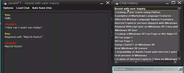 ChatGPT встроили в культовую операционную систему Windows 98