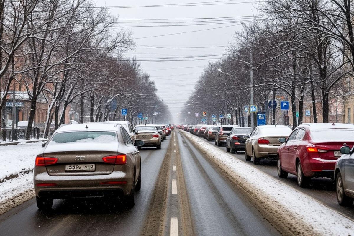 Метель в Новосибирске спровоцировала 9-балльные пробки 6 марта