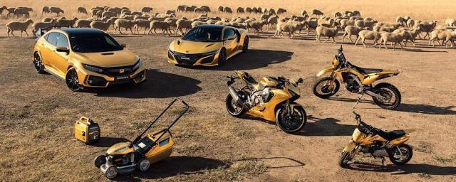 Honda показала в Австралии золотые автомобили, байки и газонокосилку