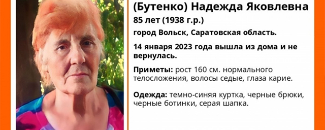 В саратовском Вольске уже пять дней разыскивают пропавшую без вести пенсионерку