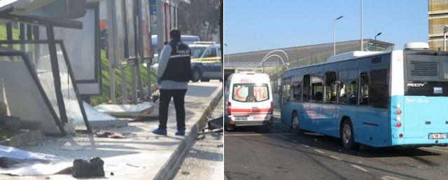 В Стамбуле пассажирский автобус врезался в остановку с людьми