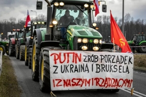 Польские фермеры использовали пророссийские плакаты у границы с Украиной