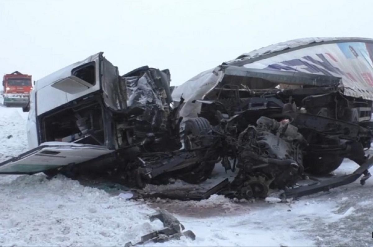 Два водителя погибли в ходе лобового столкновения фур под Омском
