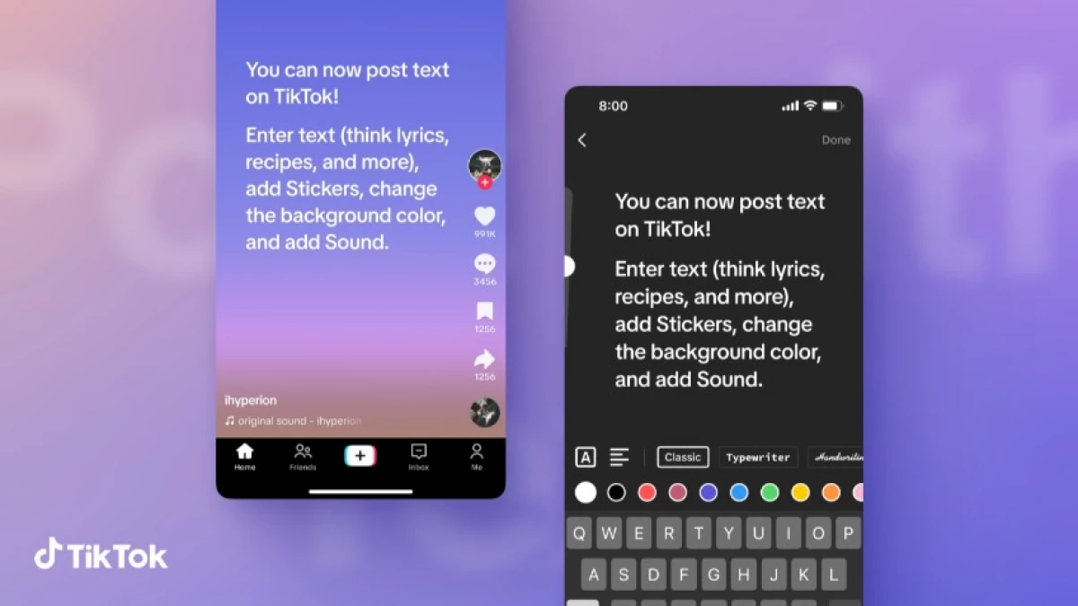 В TikTok добавили функцию публикации текстовых постов