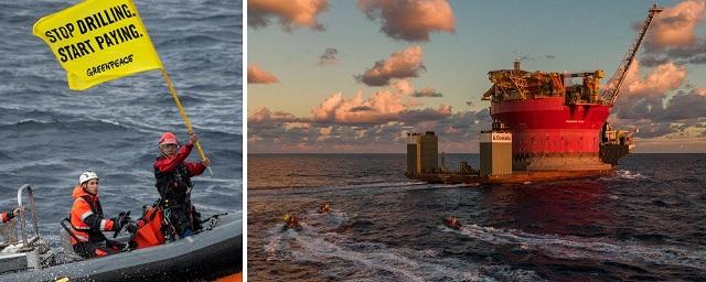 Активисты Гринпис поднялись на борт судна Shell в открытом море