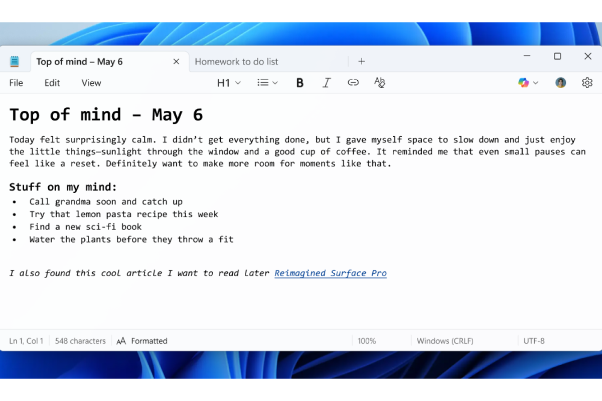 Microsoft представила масштабные изменения в «Блокноте»