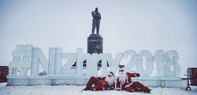 В Нижнем Новгороде в честь ЧМ-2018 установили ледяную инсталляцию