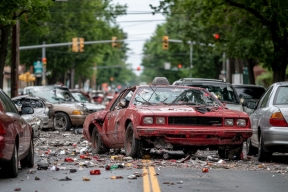 Грузовик и легковушка столкнулись на трассе М-1 под Смоленском