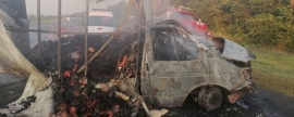 В Саратовской области «Газель» загорелась после столкновения с фурой, водитель погиб