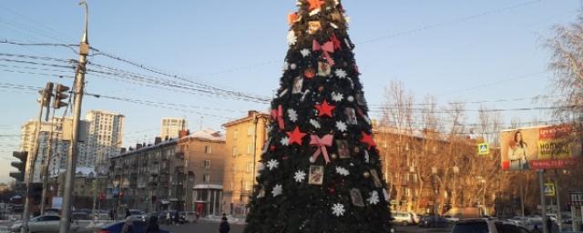 В центре Новосибирска установили первую в городе новогоднюю елку