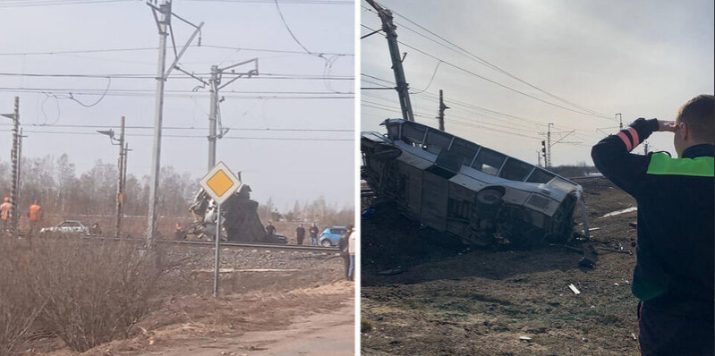 Восемь человек погибли при столкновения скорого поезда с пассажирским автобусом в Ярославской области