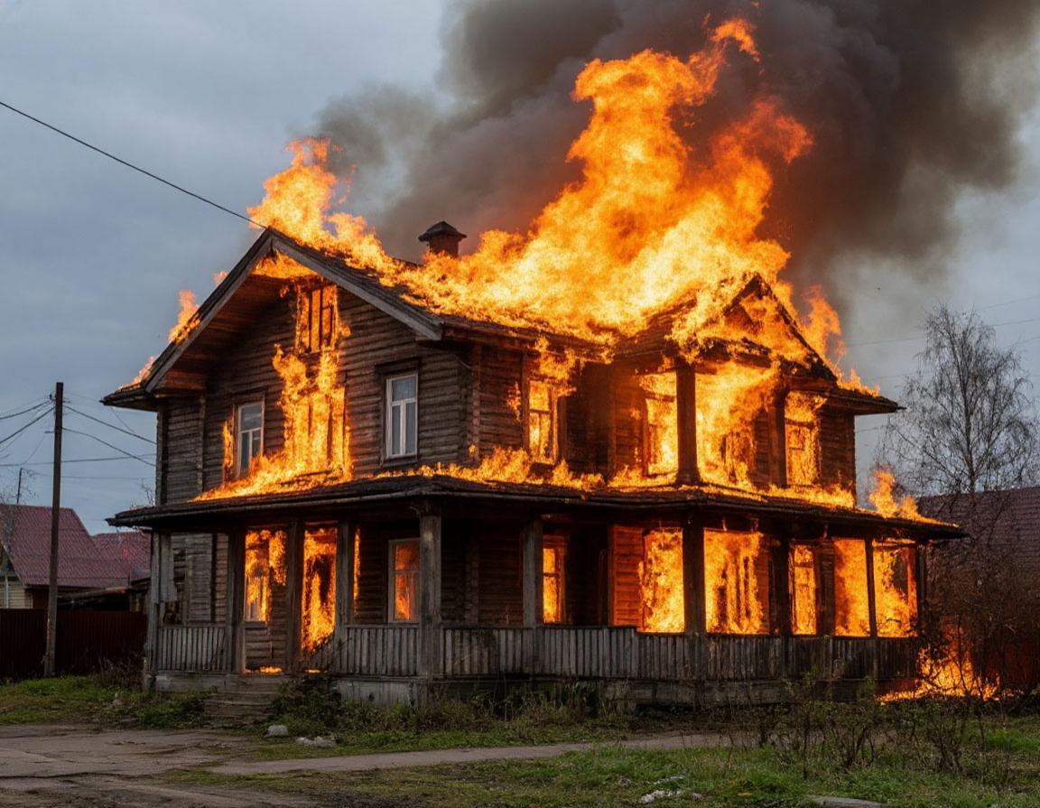 Пожарные вынесли из подвала горящего дома жительницу Новосибирска