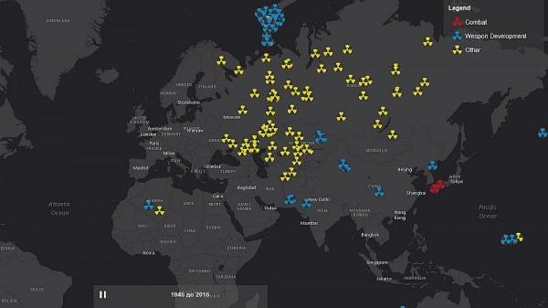 В Сети опубликовали интерактивную карту всех ядерных взрывов в истории