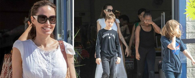 Анджелина Джоли была замечена с детьми в испанском дисконт-магазине