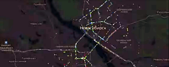 День из жизни транспорта Новосибирска за 43 секунды показали Яндекс.Карты