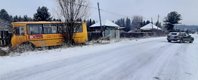 В Красноярском крае в школьный автобус, перевозивший детей, врезалась иномарка