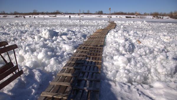 Первую ледовую переправу открыли в Архангельской области