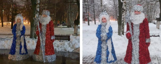 В Раменском на Бульваре Левашова повредили фигуры Деда Мороза и Снегурочки