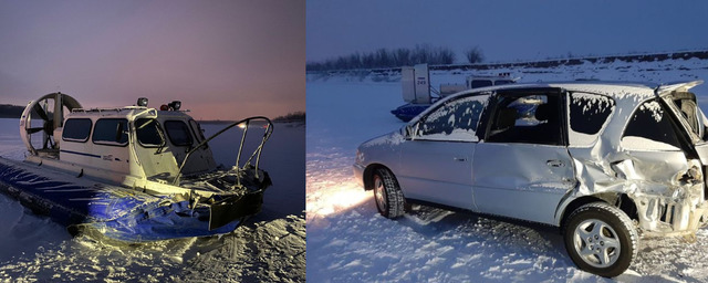 Два человека пострадали в Якутии при столкновении автомобиля с судном на воздушной подушке