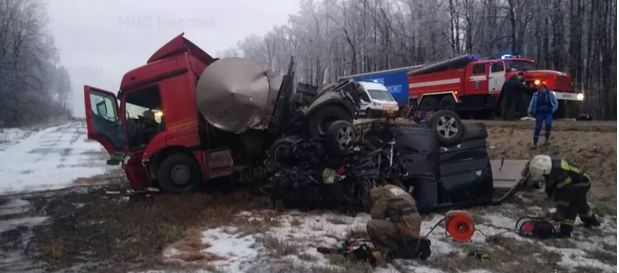 В Тульской области девять человек погибли в аварии с микроавтобусом и грузовиком