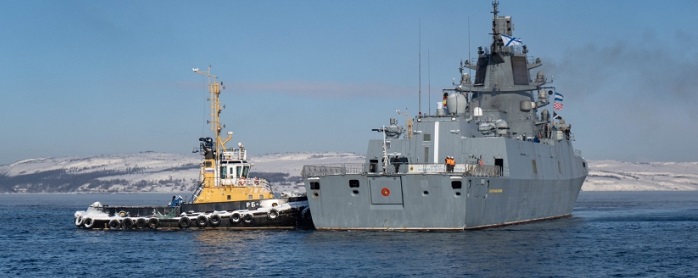 Фрегат «Адмирал флота Касатонов» закончил переход в Североморск после ремонта в Северодвинске