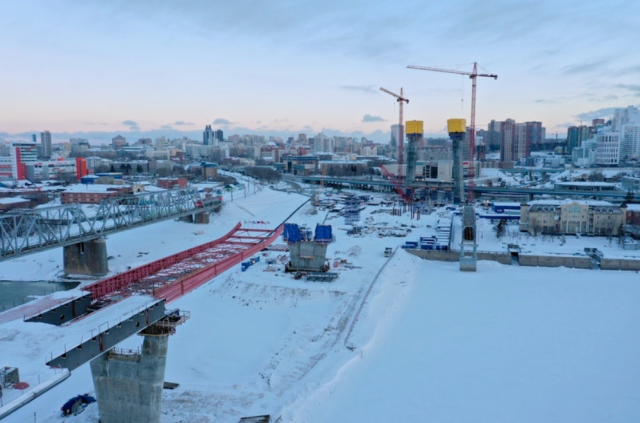 В Новосибирске 98% достигла готовность пилона четвёртого моста через Обь