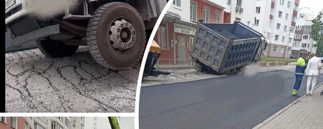 На улице Наумова в Ярославле вместе с асфальтом под землю провалился грузовик