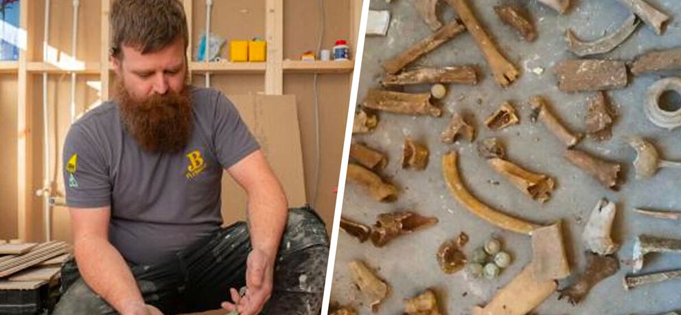 Британский сантехник работал в старинном коттедже и нашел под ванной кучу костей