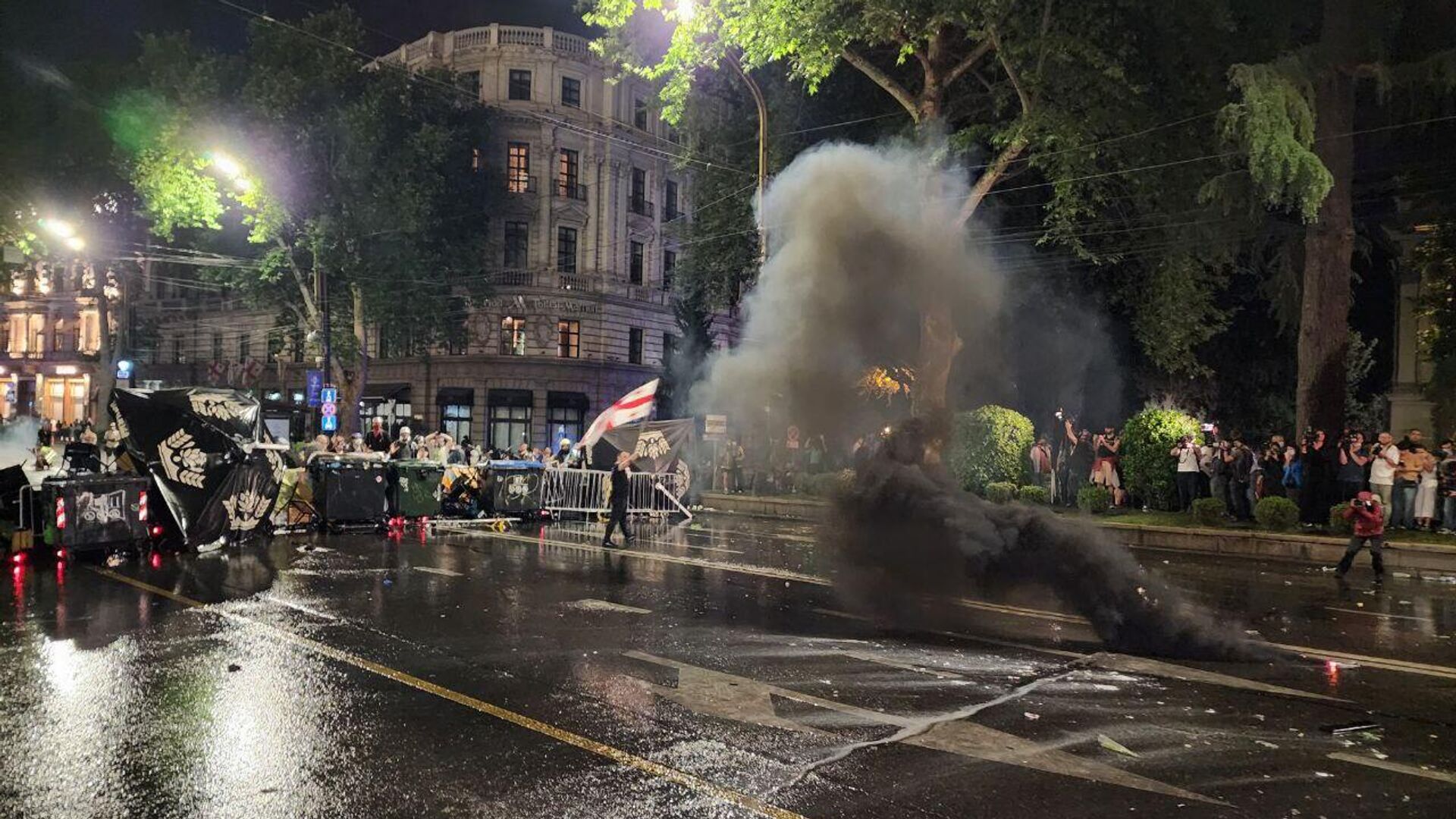 Митингующие перекрыли центр Тбилиси  и парализовали движение автомобилей