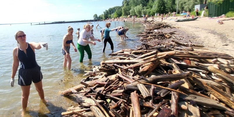 Жители Новосибирска провели на пляже экологическую акцию, собрав восемь тонн старой древесины