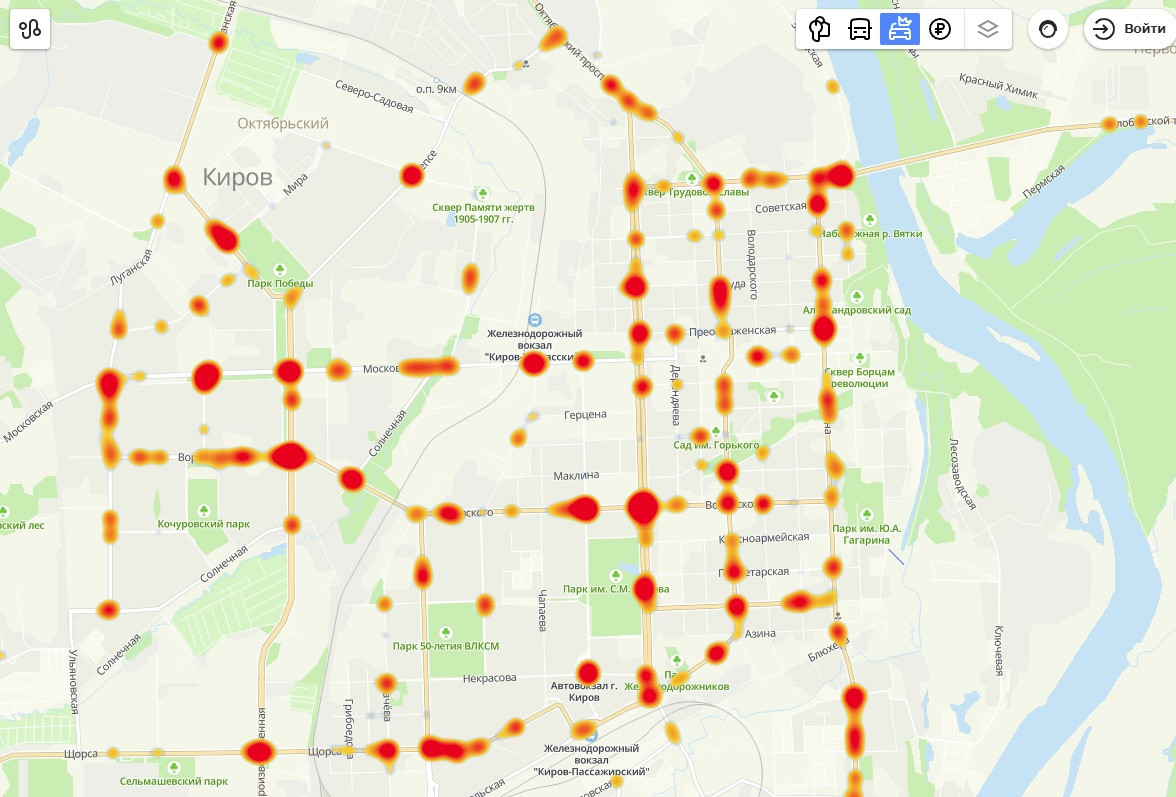 В Кирове появилась карта плотности ДТП