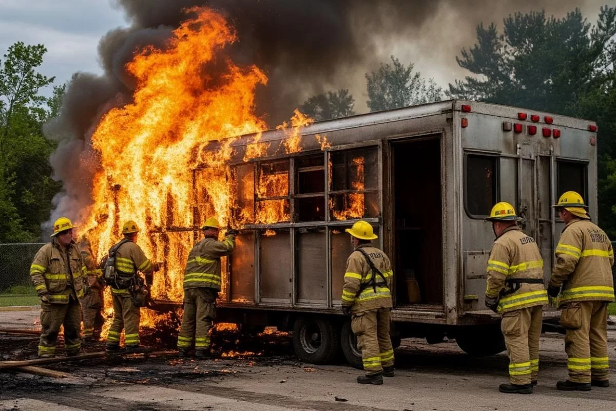 В центре Новосибирска загорелись два вагончика на стройплощадке