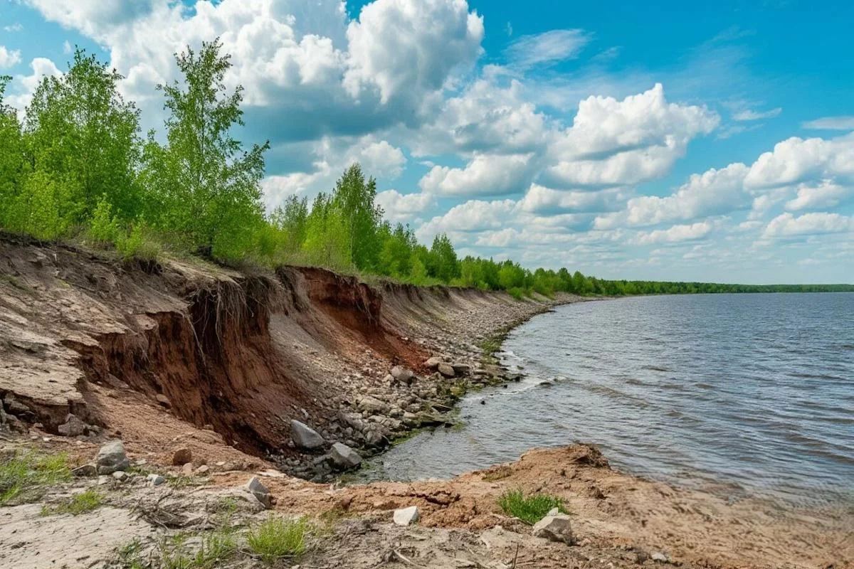 В Курганской области обрушение берегов Табола угрожает расположенным рядом постройкам