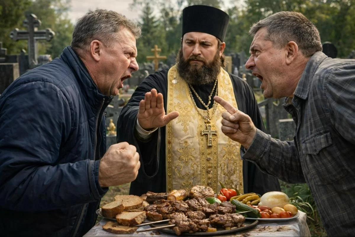 «Отобрали у покойников». Россияне поссорились из-за еды с кладбища.  Их рассудил священник