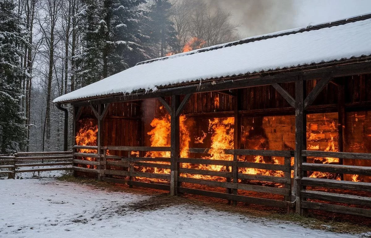 В Московской области потушили возгорание в конюшне конноспортивного клуба