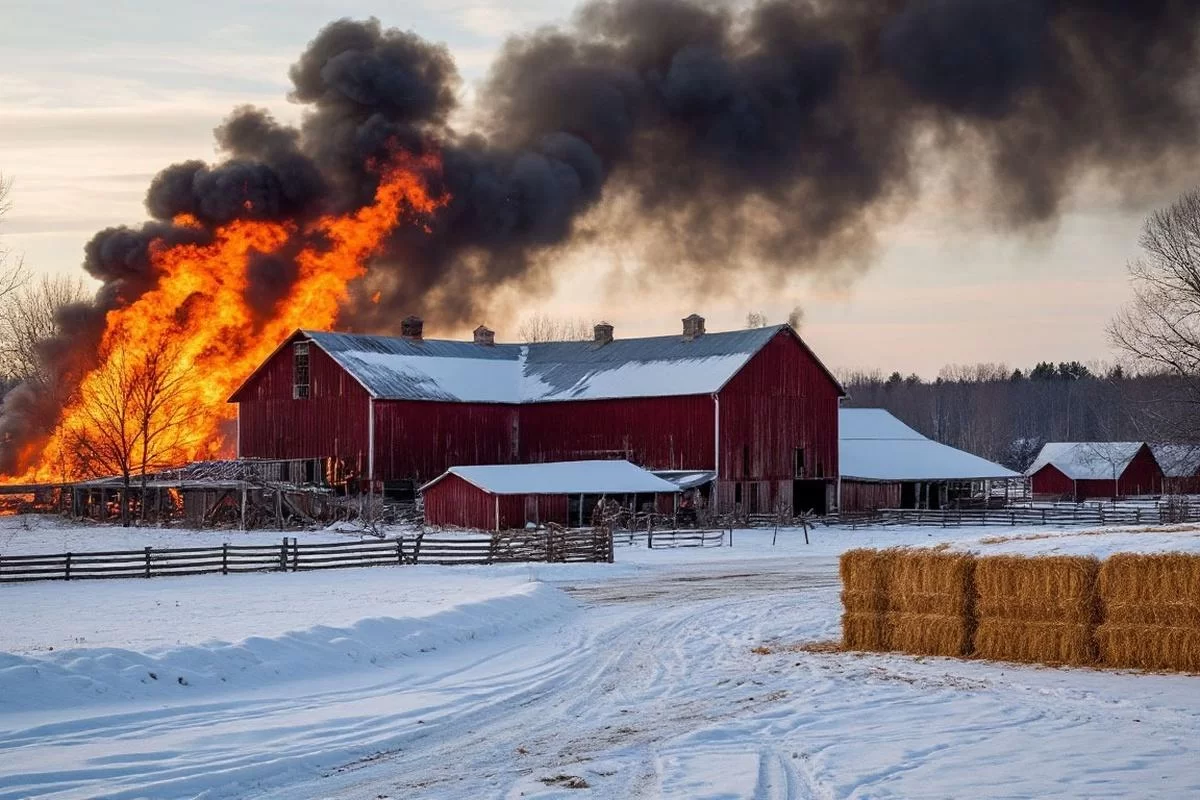 При пожаре на ферме в Тогучинском районе погибли 104 теленка