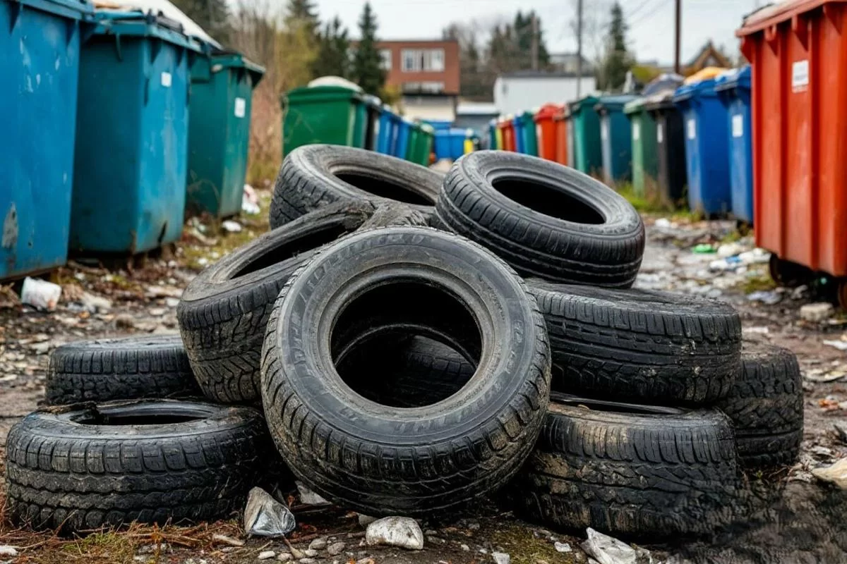 Городская управляющая компания призвала смолян сдавать старую резину в специальные пункты