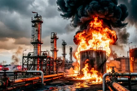 На нефтеперерабатывающем заводе в Тюменской области произошел крупный пожар