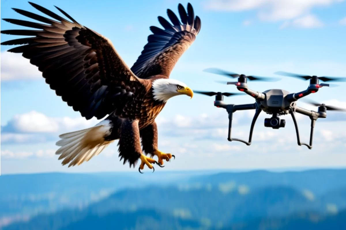 Орел уничтожил FPV-дрон, летевший в сторону российского штурмовика