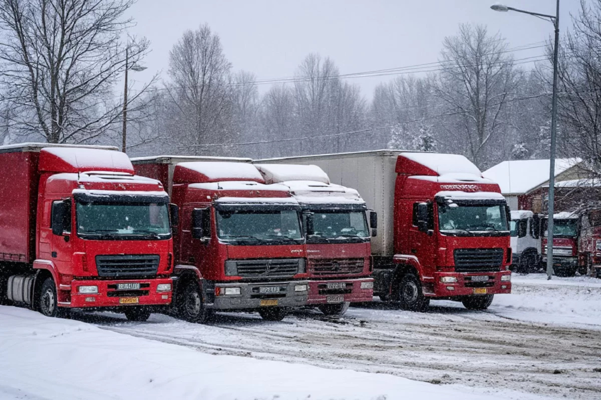 Из-за снега приостановлено движение грузовиков на границе РФ с Южной Осетией