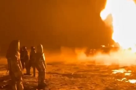 На Аляске рухнула и загорелась буровая установка