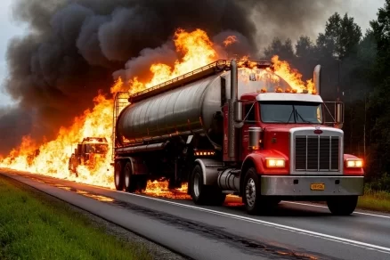 На трассе Ростов — Таганрог в результате массового ДТП загорелся бензовоз