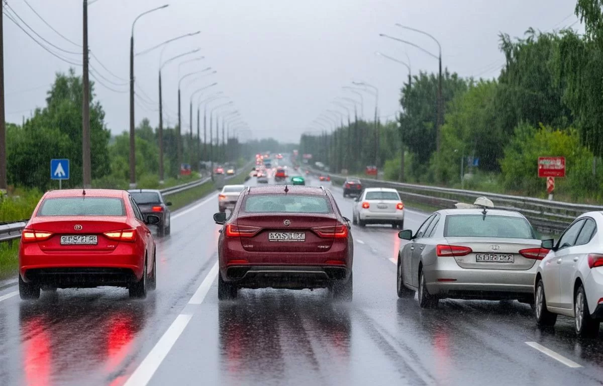 На М-11 под Петербургом Audi врезалась в отбойник в грозу